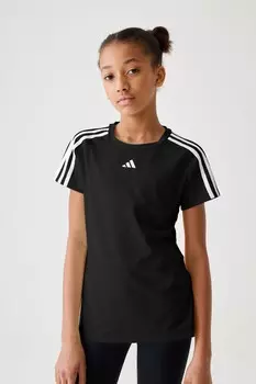 Спортивная одежда Train Essentials Облегающая тренировочная футболка aeroready с 3 полосками Adidas, черный