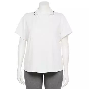 Спортивная поло с сетчатыми вставками и контрастной окантовкой для полных Tek Gear, белый