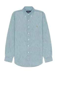 Спортивная рубашка из денима и шамбре Polo Ralph Lauren, цвет Chambray
