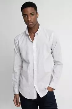 Спортивная рубашка из льна премиум-класса с длинными рукавами и воротником на пуговицах приталенного кроя TUDORS