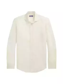 Спортивная рубашка из матового льна с длинными рукавами Ralph Lauren Purple Label, цвет cream
