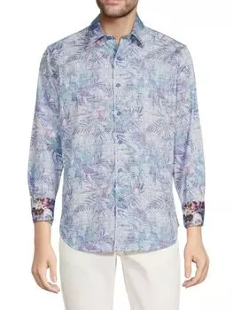 Спортивная рубашка классического кроя Luddington в тропическом стиле Robert Graham, синий
