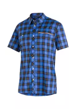 Спортивная рубашка Maier для активного отдыха "Kasen S/S M", мужская рубашка с короткими рукавами, дышащая рубашка для походов, рубашка в клетку Maier Sports, синий