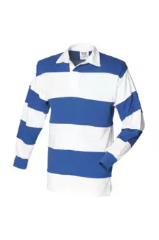 Спортивная рубашка-поло для регби с длинными рукавами и вышитыми полосками Front Row, белый