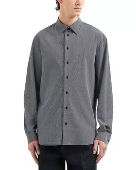 Спортивная рубашка Regular Fit в мелкий горошек Emporio Armani, черный