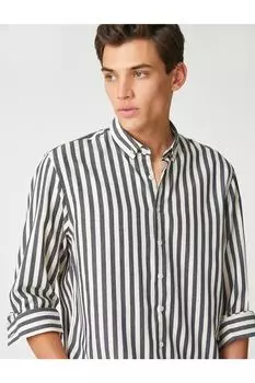 Спортивная рубашка с длинным рукавом и классическим воротником Slim Fit Koton, серый