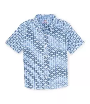 Спортивная рубашка с короткими рукавами и короткими рукавами Southern Tide для маленьких/больших мальчиков 4–16 лет, межбережная спортивная рубашка, синий