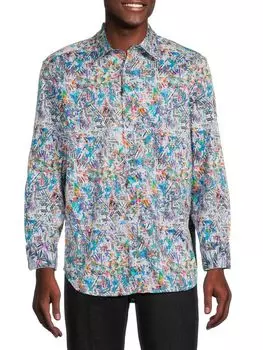 Спортивная рубашка Salton с абстрактным рисунком Robert Graham, цвет Blue Multi