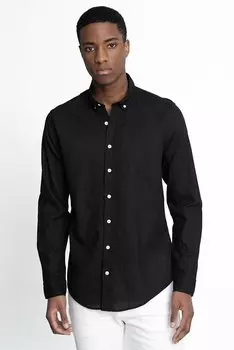 Спортивная рубашка Tudors Slim Fit с длинным рукавом и воротником на пуговицах премиум-серии TUDORS, черный