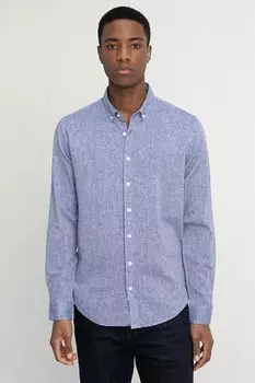 Спортивная рубашка Tudors Slim Fit с длинным рукавом и воротником на пуговицах премиум-серии TUDORS, темно-синий