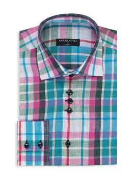Спортивная рубашка в клетку классического кроя Talbott Masutto, розовый