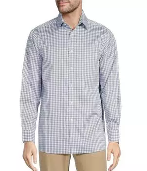 Спортивная рубашка в клетку с длинным рукавом и воротником Hart Schaffner Marx State Street Essentials, синий