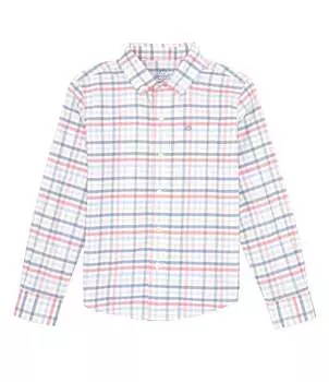 Спортивная рубашка в клетку в клетку Pelham Inter Coastal Passage с длинными рукавами для мальчиков 4–16 лет Southern Tide для маленьких/больших мальчиков 4–16 лет, розовый