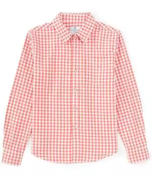 Спортивная рубашка в мелкую клетку с длинными рукавами для больших мальчиков 8–20 лет Class Club, оранжевый