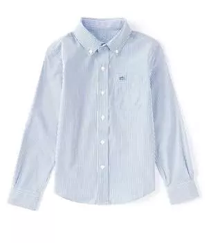 Спортивная рубашка в межреберную полоску с длинными рукавами Southern Tide для маленьких/больших мальчиков 4–16 лет, синий