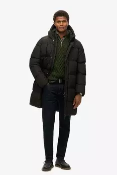 Спортивная стеганая куртка с капюшоном Superdry, черный