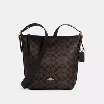 Спортивная сумка Coach Outlet Val из фирменной парусины, цвет Gold/Brown Black
