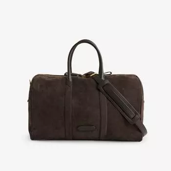 Спортивная сумка из кожи с тиснением под крокодила Tom Ford, цвет fango