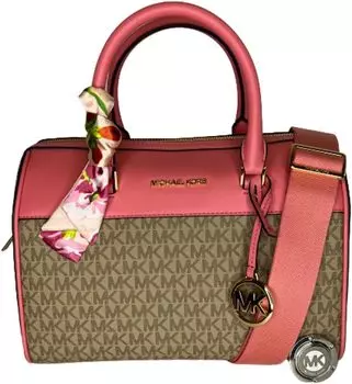 Спортивная сумка Michael Kors Travel MD в комплекте с крючком для сумки Michael Kors и узким шарфом (чайная роза)