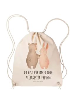 Спортивная сумка Mr & Mrs Panda Sportbeutel Br und Hase Umarmen, кремовый
