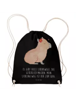 Спортивная сумка Mr & Mrs Panda Sportbeutel Capybara Blume, черный