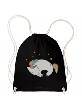 Спортивная сумка Mr & Mrs Panda Sportbeutel Einhorn Nacht ohne Spruch, черный