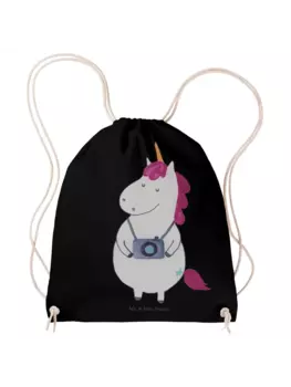 Спортивная сумка Mr & Mrs Panda Sportbeutel Einhorn Fotograf ohne Spruch, черный