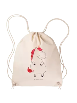 Спортивная сумка Mr & Mrs Panda Sportbeutel Einhorn Wut ohne Spruch, кремовый