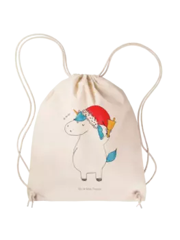 Спортивная сумка Mr & Mrs Panda Sportbeutel Einhorn Weihnachtsmann ohne Spruch, кремовый