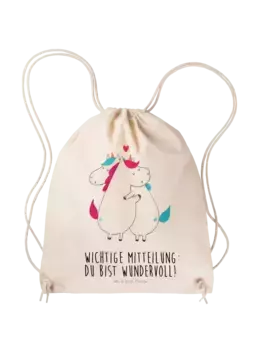 Спортивная сумка Mr & Mrs Panda Sportbeutel Einhorn Mitteilung, кремовый