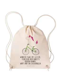 Спортивная сумка Mr & Mrs Panda Sportbeutel Einhorn Radfahrer, кремовый