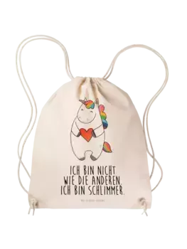 Спортивная сумка Mr & Mrs Panda Sportbeutel Einhorn Herz, кремовый