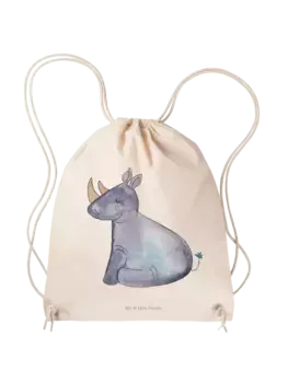 Спортивная сумка Mr & Mrs Panda Sportbeutel Einhorn Nashorn ohne Spruch, кремовый