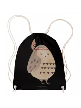 Спортивная сумка Mr & Mrs Panda Sportbeutel Eule Federschmuck ohne Spruch, черный