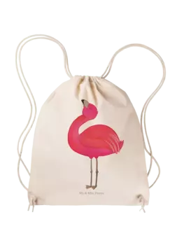 Спортивная сумка Mr & Mrs Panda Sportbeutel Flamingo Stolz ohne Spruch, кремовый