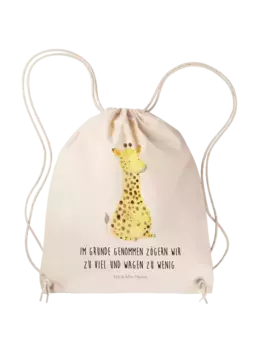 Спортивная сумка Mr & Mrs Panda Sportbeutel Giraffe Zufrieden, кремовый