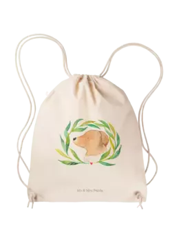 Спортивная сумка Mr & Mrs Panda Sportbeutel Hund Blumen ohne Spruch, кремовый