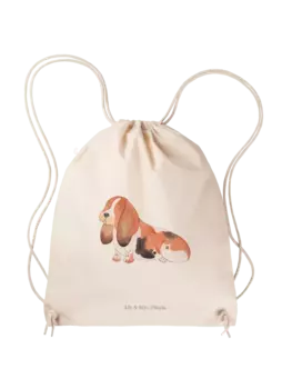 Спортивная сумка Mr & Mrs Panda Sportbeutel Hund Basset Hound ohne Spruch, кремовый