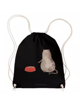 Спортивная сумка Mr & Mrs Panda Sportbeutel Katze Fressen ohne Spruch, черный
