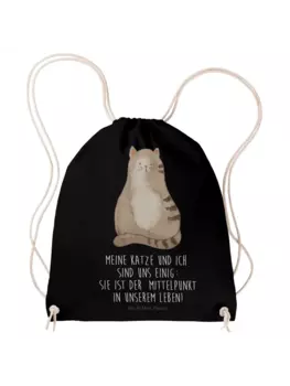 Спортивная сумка Mr & Mrs Panda Sportbeutel Katze Sitzen, черный