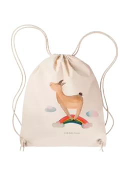 Спортивная сумка Mr & Mrs Panda Sportbeutel Lama Regenbogen ohne Spruch, кремовый