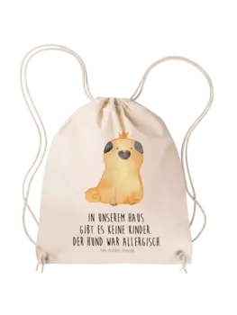 Спортивная сумка Mr & Mrs Panda Sportbeutel Mops Krone, кремовый