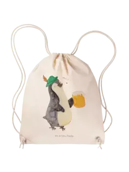 Спортивная сумка Mr & Mrs Panda Sportbeutel Pinguin Bier ohne Spruch, кремовый