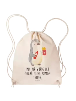 Спортивная сумка Mr & Mrs Panda Sportbeutel Pinguin Pommes, кремовый