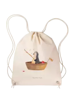 Спортивная сумка Mr & Mrs Panda Sportbeutel Pinguin Angelboot ohne Spruch, кремовый