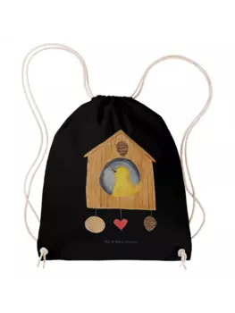Спортивная сумка Mr & Mrs Panda Sportbeutel Vogel Haus ohne Spruch, черный