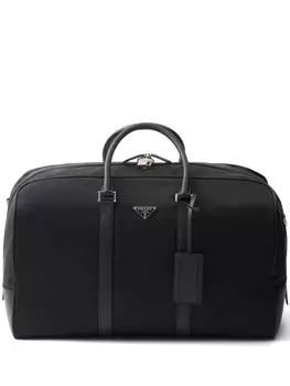 Спортивная сумка Prada из нейлона и сафьяновой кожи, черный