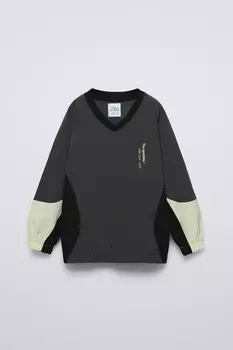 Спортивная техническая толстовка ZARA, антрацитово-серый