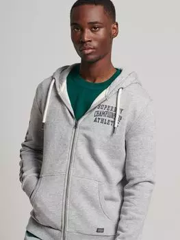 Спортивная толстовка на молнии для спортзала Superdry, атлетический серый меланж