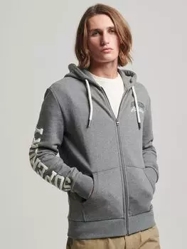 Спортивная толстовка на молнии для спортзала Superdry, насыщенный древесный уголь мергель